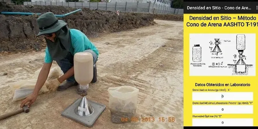 Densidad de campo (cono de arena) en Arica: Control de Compactación en Suelos Costeros